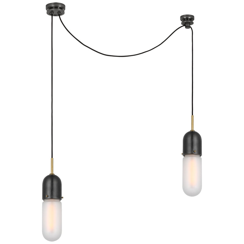 Junio Glass Cylinder Mini Pendant in Bronze and Brass