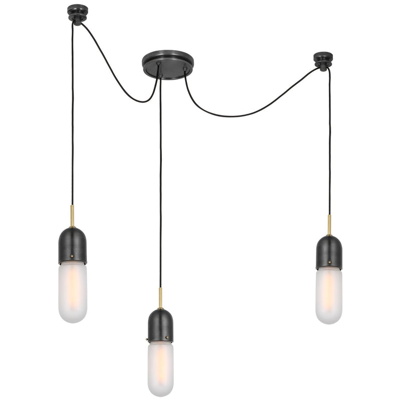 Junio Glass Cylinder Mini Pendant in Bronze and Brass