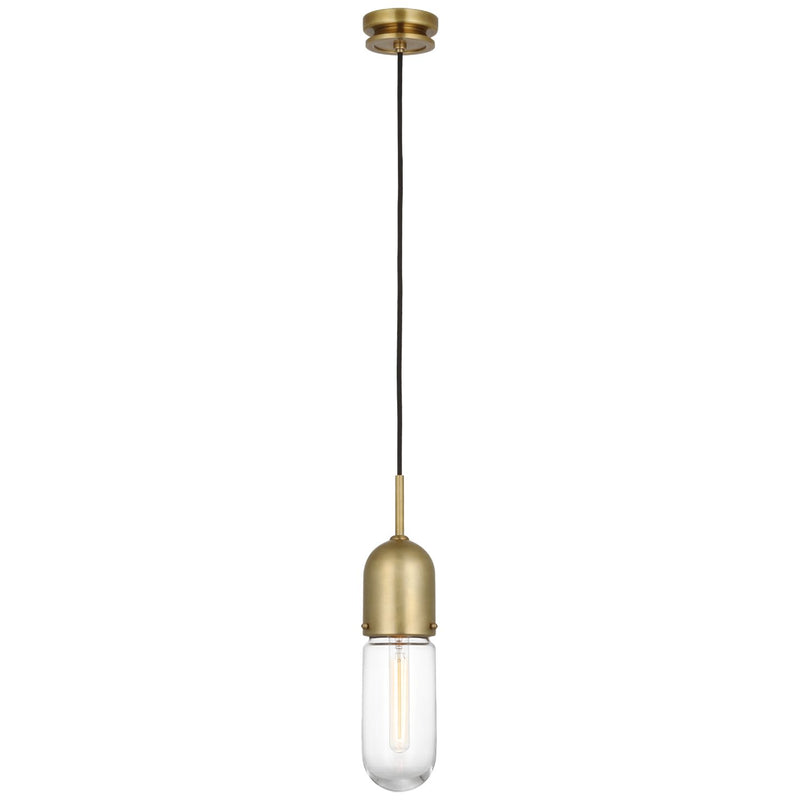 Junio Glass Cylinder Mini Pendant in Hand-Rubbed Antique Brass
