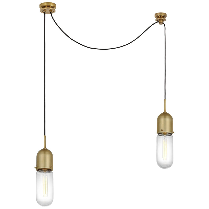 Junio Glass Cylinder Mini Pendant in Hand-Rubbed Antique Brass
