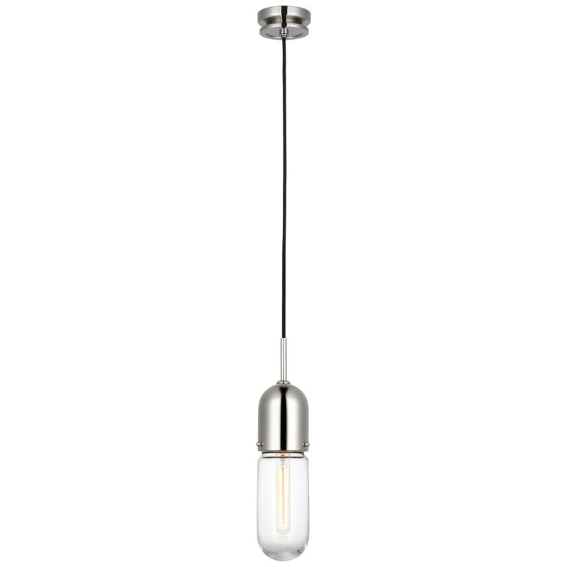Junio Glass Cylinder Mini Pendant in Polished Nickel