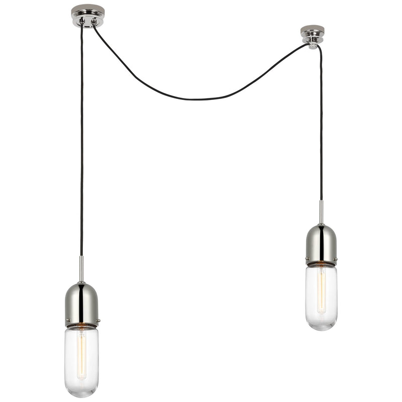 Junio Glass Cylinder Mini Pendant in Polished Nickel