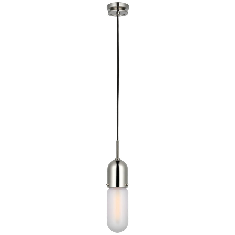 Junio Glass Cylinder Mini Pendant in Polished Nickel