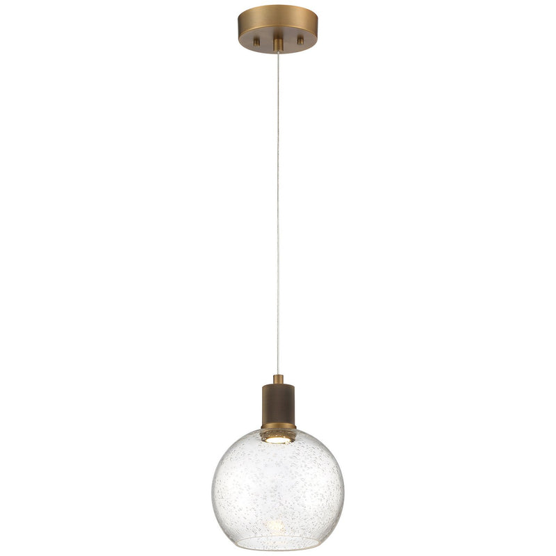 Port Nine Burgundy Pendant in Antique Brushed Brass