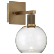 Port Nine Burgundy Wall Sconce in Antique Brushed Brass