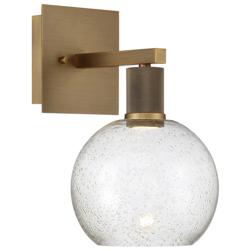 Port Nine Burgundy Wall Sconce in Antique Brushed Brass