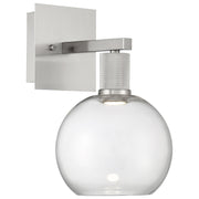 Port Nine Burgundy Wall Sconce in Brushed Steel
