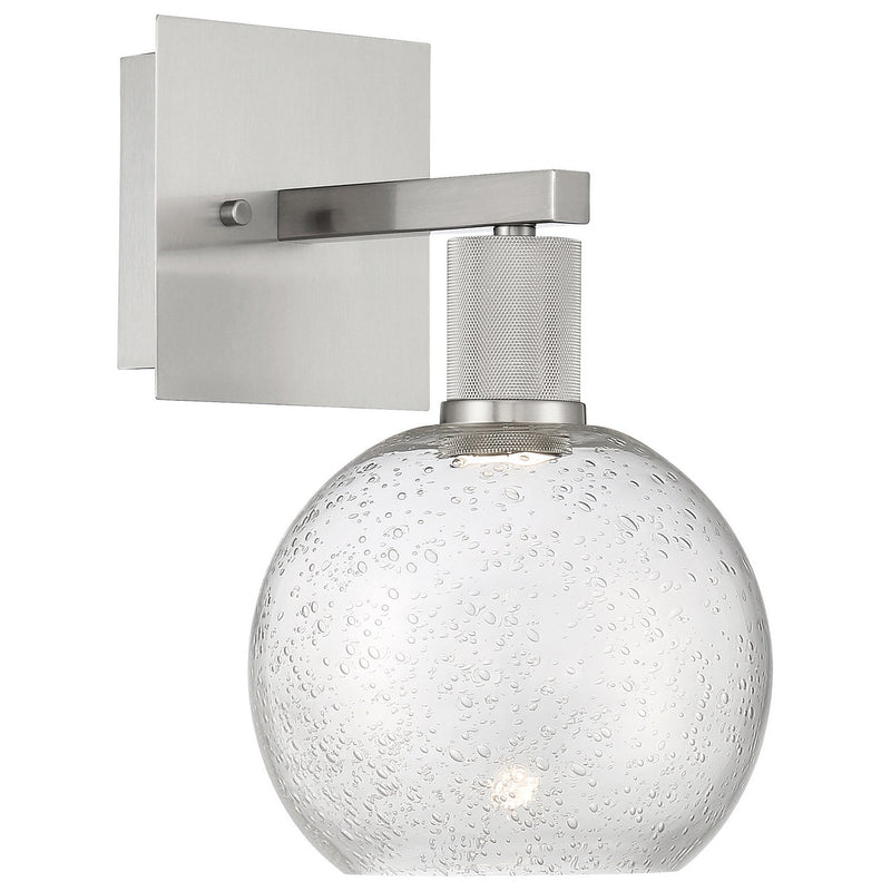 Port Nine Burgundy Wall Sconce in Brushed Steel