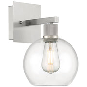Port Nine Burgundy Wall Sconce in Brushed Steel