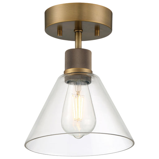 Port Nine Martini LED Semi-Flush Mount in Antique Brushed Brass - Lamps Expo