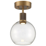 Port Nine Burgundy Semi-Flush Mount in Antique Brushed Brass