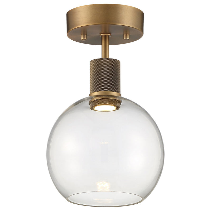 Port Nine Burgundy Semi-Flush Mount in Antique Brushed Brass