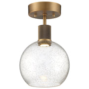 Port Nine Burgundy Semi-Flush Mount in Antique Brushed Brass