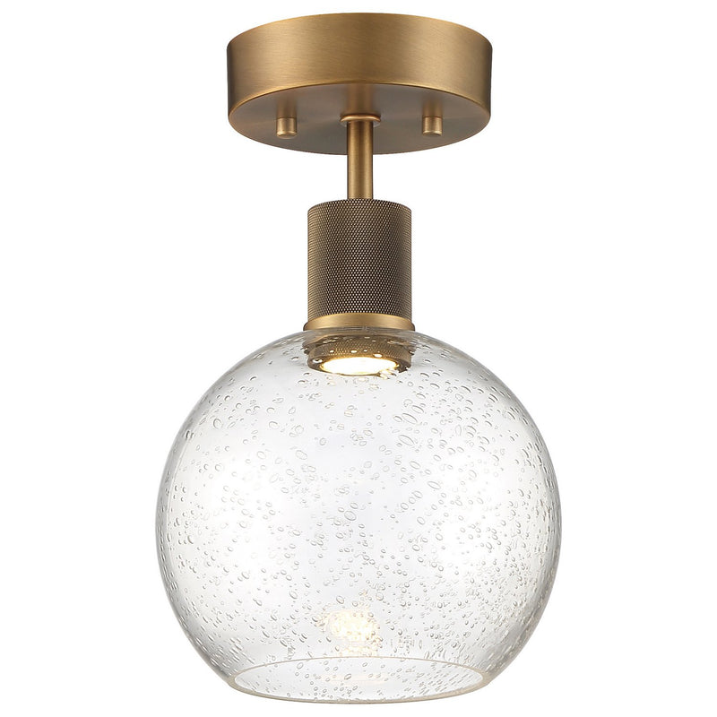 Port Nine Burgundy Semi-Flush Mount in Antique Brushed Brass