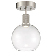 Port Nine Burgundy Semi-Flush Mount in Brushed Steel