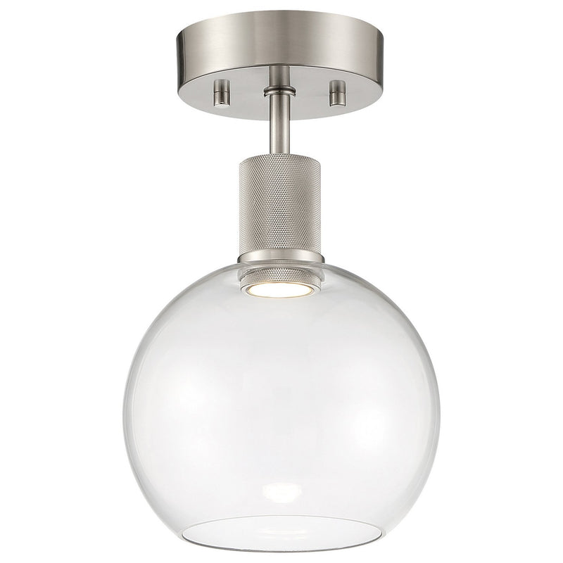 Port Nine Burgundy Semi-Flush Mount in Brushed Steel