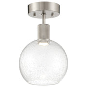 Port Nine Burgundy Semi-Flush Mount in Brushed Steel