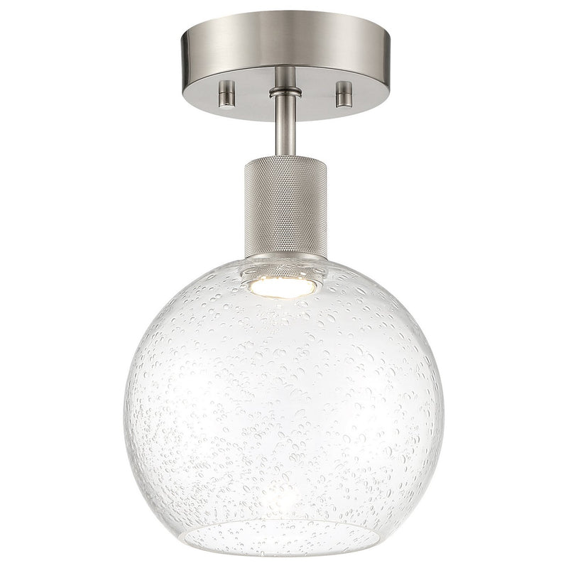Port Nine Burgundy Semi-Flush Mount in Brushed Steel