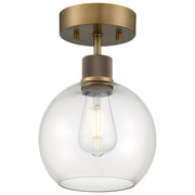 Port Nine Burgundy Semi-Flush Mount in Antique Brushed Brass