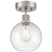 Port Nine Burgundy Semi-Flush Mount in Brushed Steel
