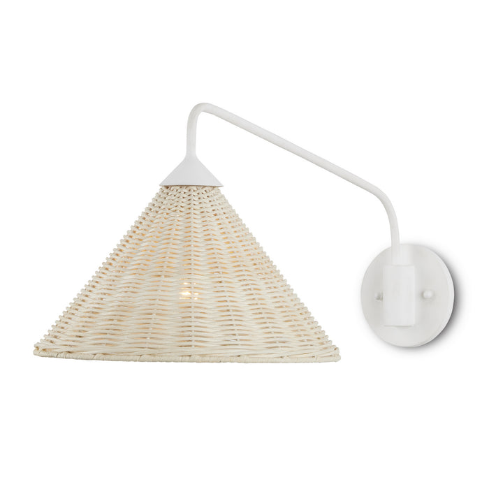 Basket 1-Light Wall Sconce in Gesso White/Bleached White - Lamps Expo