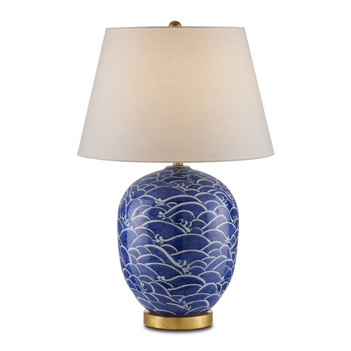 Nami 1-Light Table Lamp in Blue/White/Gold Leaf - Lamps Expo