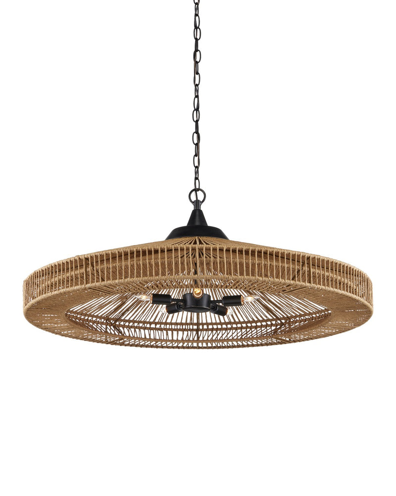 9000-0921- Maldives 5-Light Chandelier in Natural/Satin Black by Currey and Company