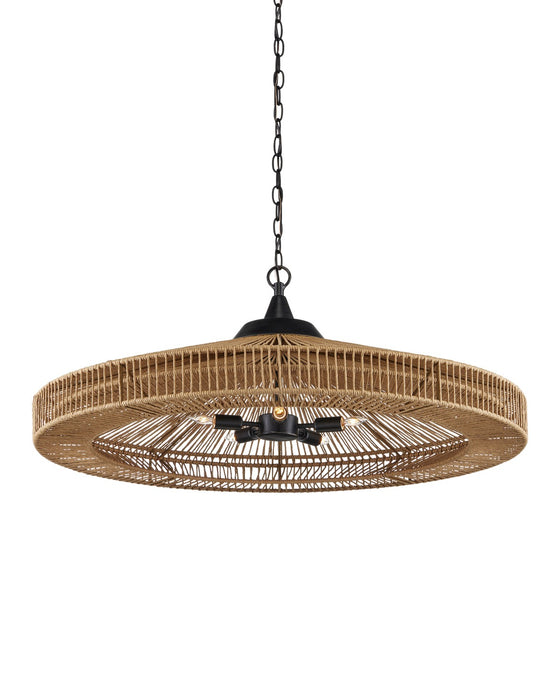 9000-0921- Maldives 5-Light Chandelier in Natural/Satin Black by Currey and Company