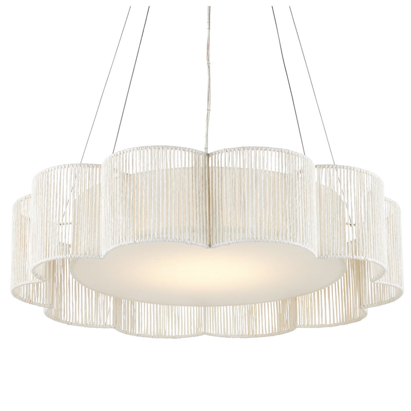 9000-0923- Ancroft LED Chandelier in White/Contemporary Silver Leaf by Currey and Company