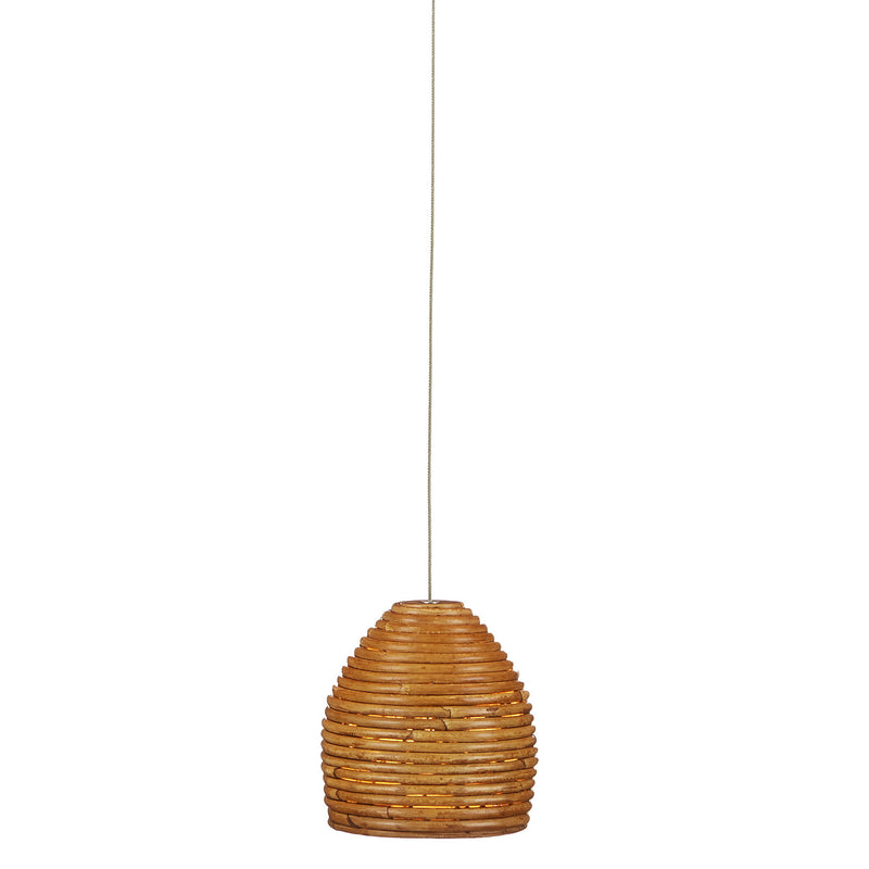 Beehive 1-Light Pendant in Natural Rattan/Silver - Lamps Expo