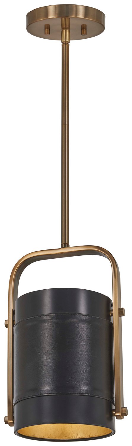 Contrast Mini Pendant in Black Leather On Outside