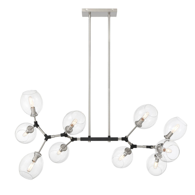 Nexpo 10-Light Chandelier in Nickel & Coal Black