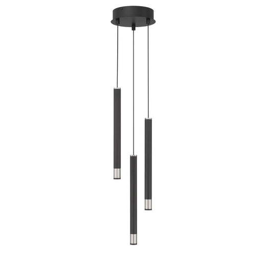 Wand 3-Light LED Pendant in Brushed Nickel and Coal Highlights