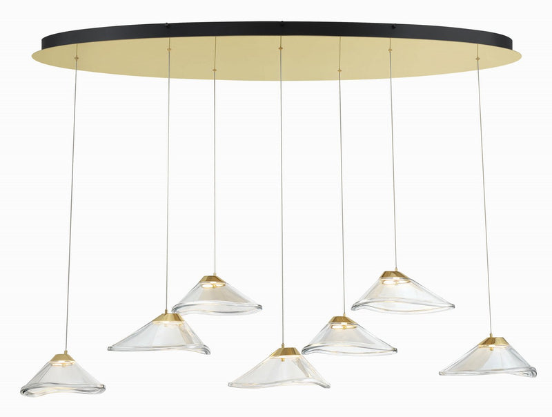 Sneer 7-Light LED Linear Chandelier in Coal and Sun Gold