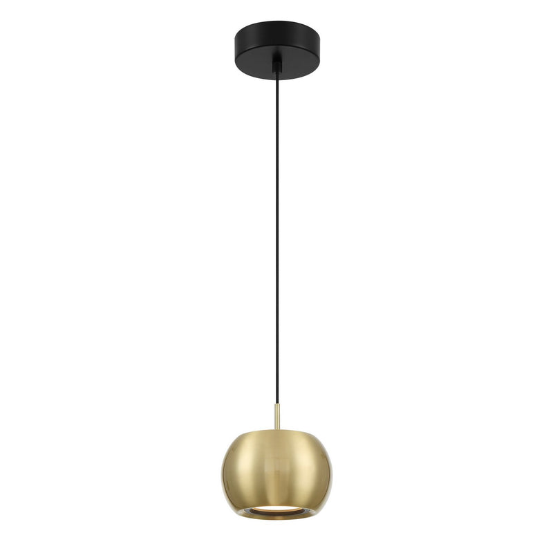 Halo 6" LED Mini Pendant in Coal and Brushed Gold