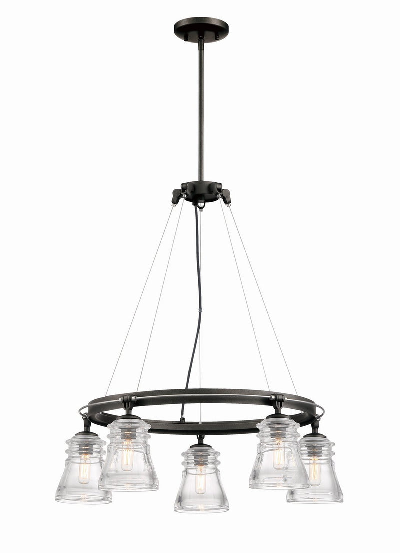 Graham Avenue 5-Light Chandelier in Smoked Iron and Brushed Nickel