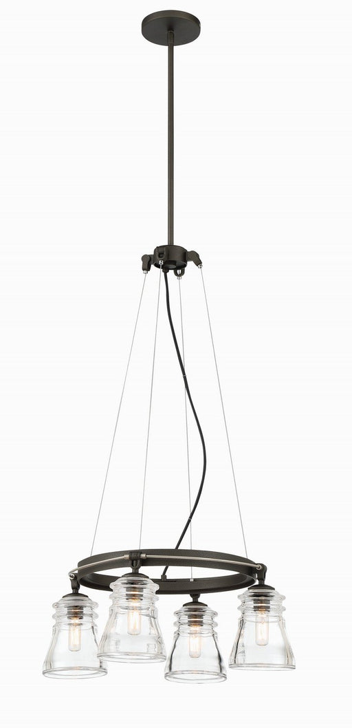 Graham Avenue 4-Light Chandelier in Smoked Iron and Brushed Nickel