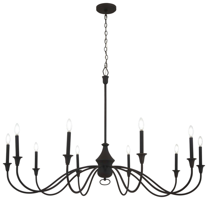 Halifax County 10-Light Chandelier in Textured Black