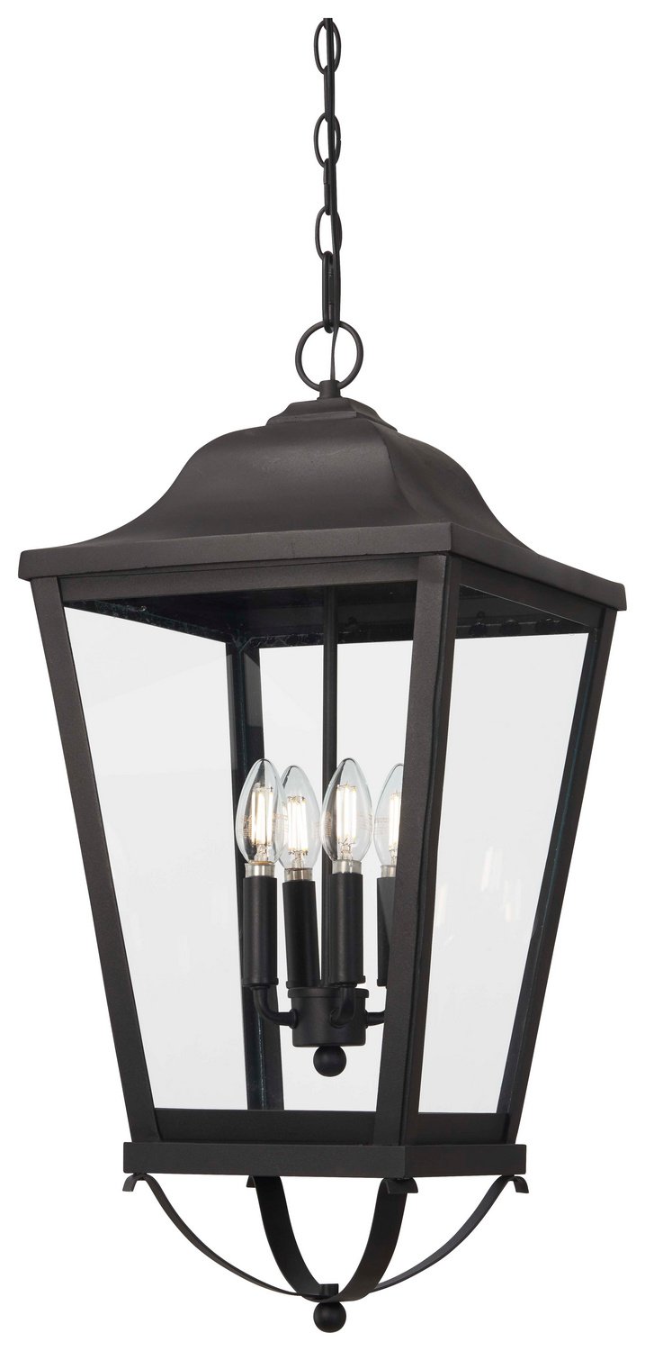 Savannah 12" 4-Light Outdoor Lantern Pendant in Sand Coal
