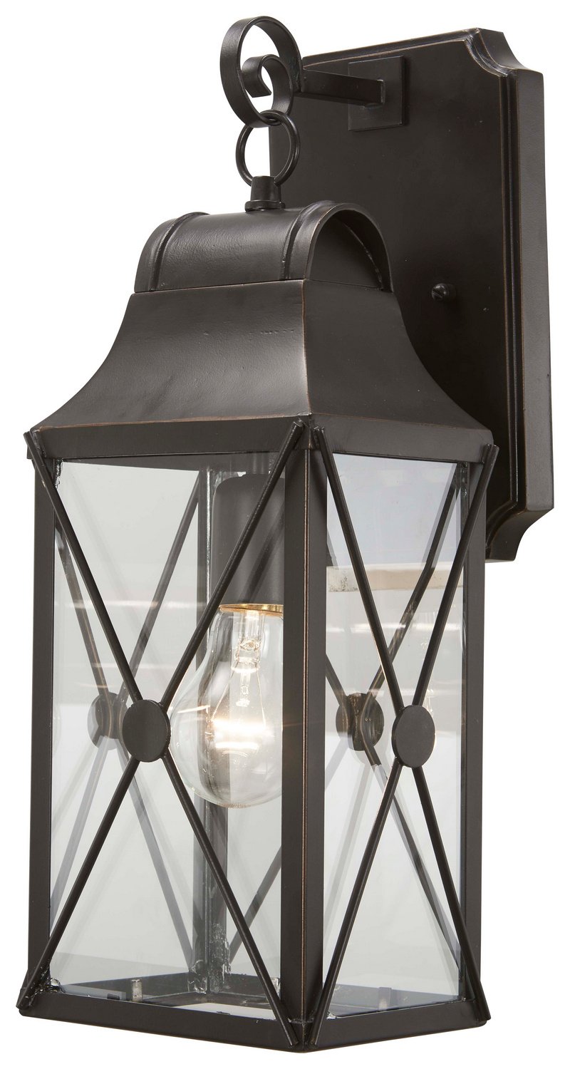 De Luz Outdoor Wall Lantern in Oil Rubbed Bronze w/Gold Highlights