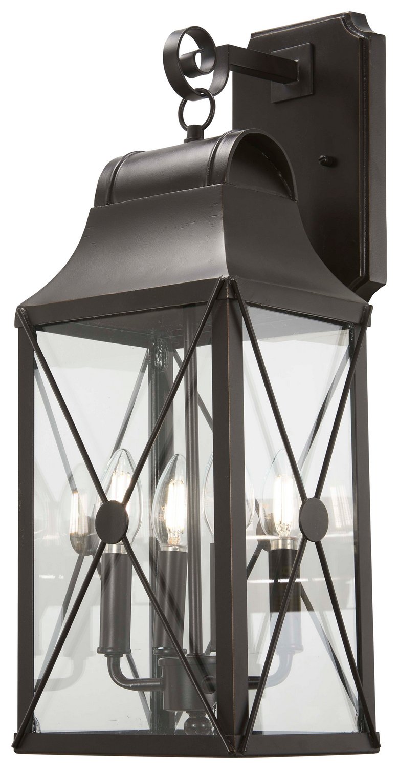 De Luz 4-Light Small Outdoor Wall Lantern in Oil Rubbed Bronze w/Gold Highlights