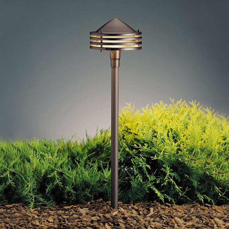Galaxy Path and Spread Light with Amber Glass in Textured Architectural Bronze