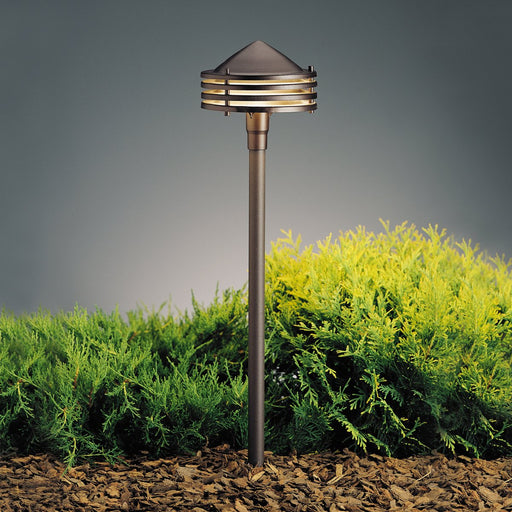 Galaxy Path and Spread Light with Amber Glass in Textured Architectural Bronze