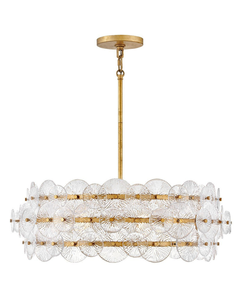Rene 6-Light Drum Pendant in Distressed Brass