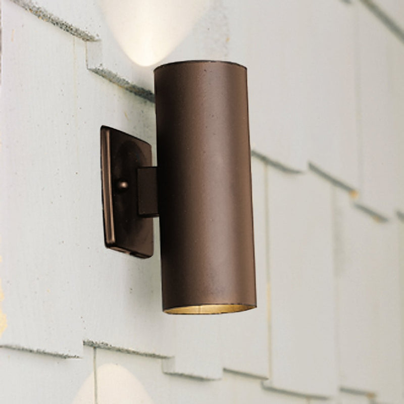 2-Light 12V Cylinder Outdoor Wall Sconce in Textured Architectural Bronze