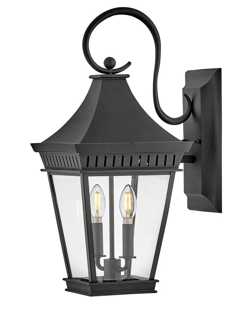 Chapel Hill Medium 2-Light Outdoor Wall Lantern in Museum Black