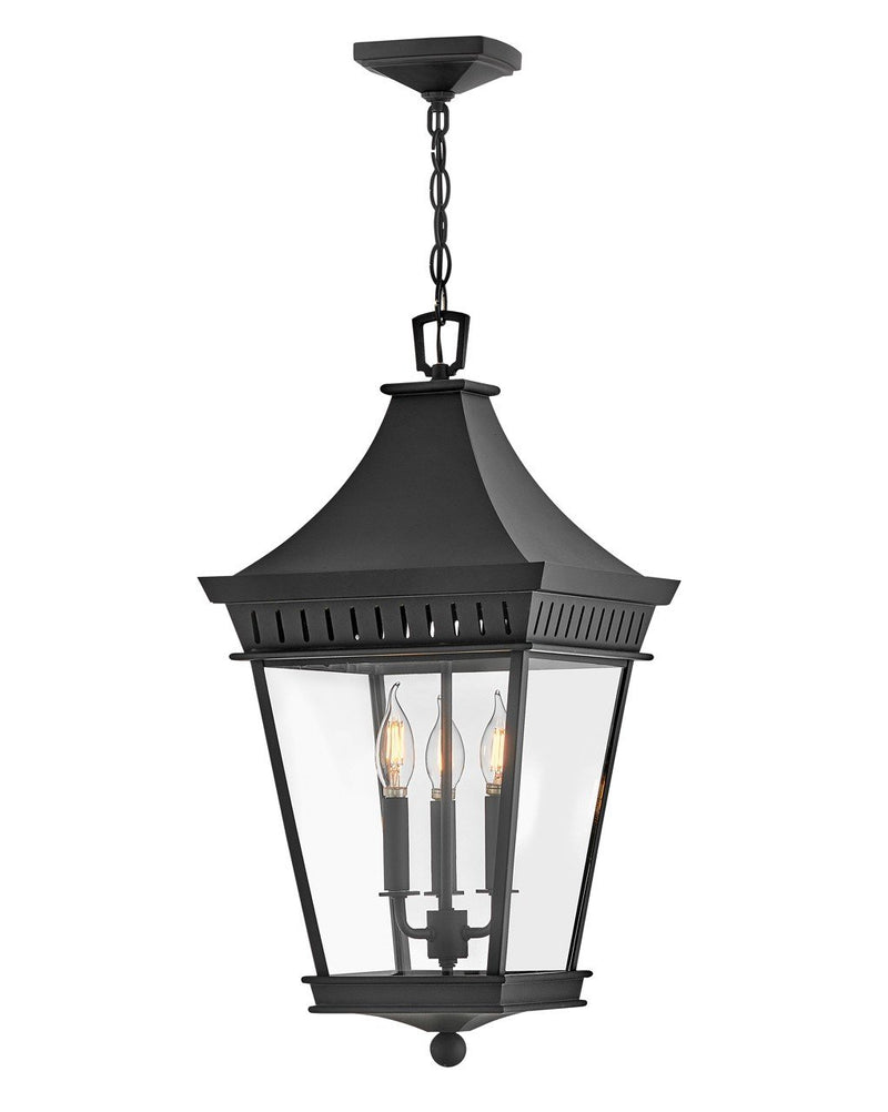Chapel Hill 3-Light Outdoor Hanging Lantern in Museum Black