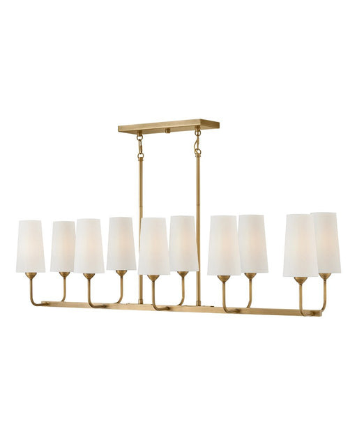 Lewis 10-Light Linear Chandelier in Heritage Brass