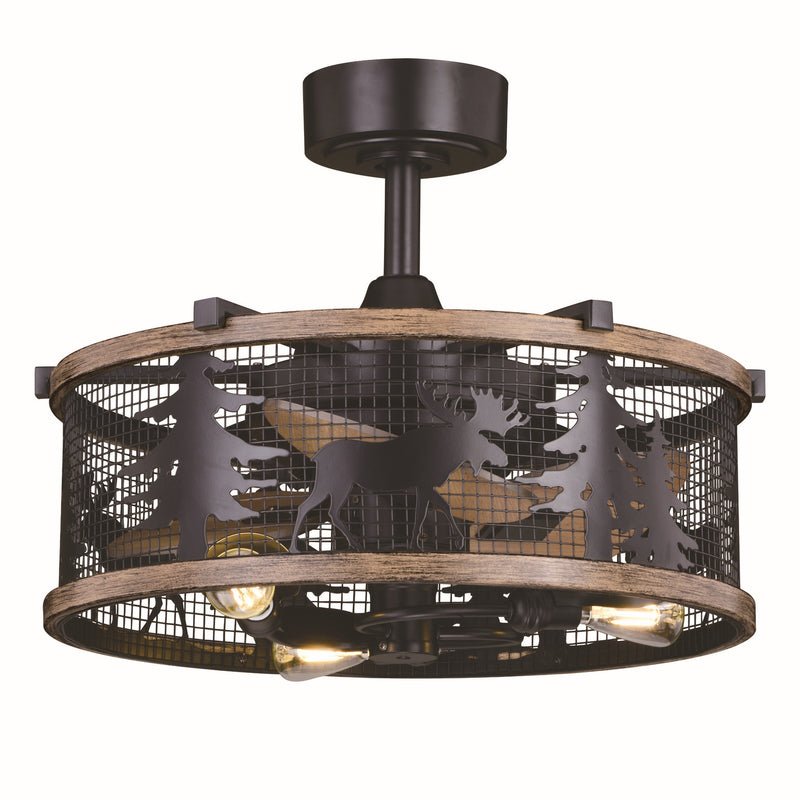Kodiak 21" Ceiling Fan in Black and Burnished Teak
