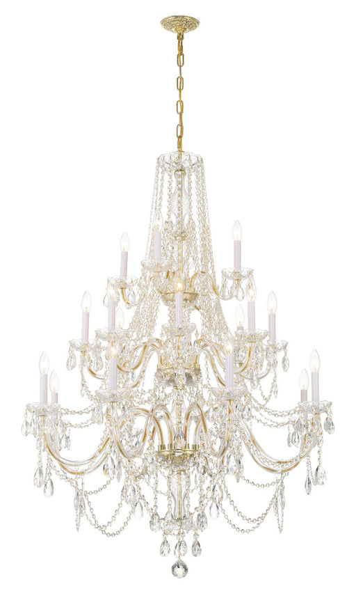 Traditional Crystal 20-Light Chandelier in Polished Brass - Lamps Expo